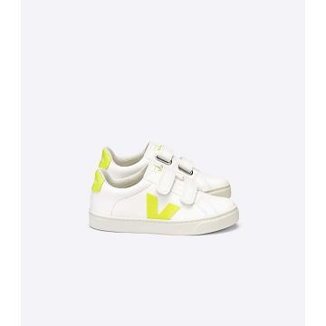 White/Yellow Kids' Veja ESPLAR CHROMEFREE Sneakers | AU 826LIS